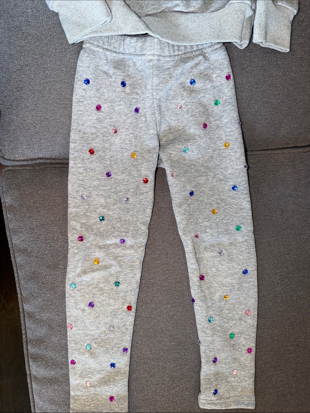 Lola + The Boys Gray Sweatshirt & Sweatpants Set with Multicolor Embellishments - Picture 3 of 3